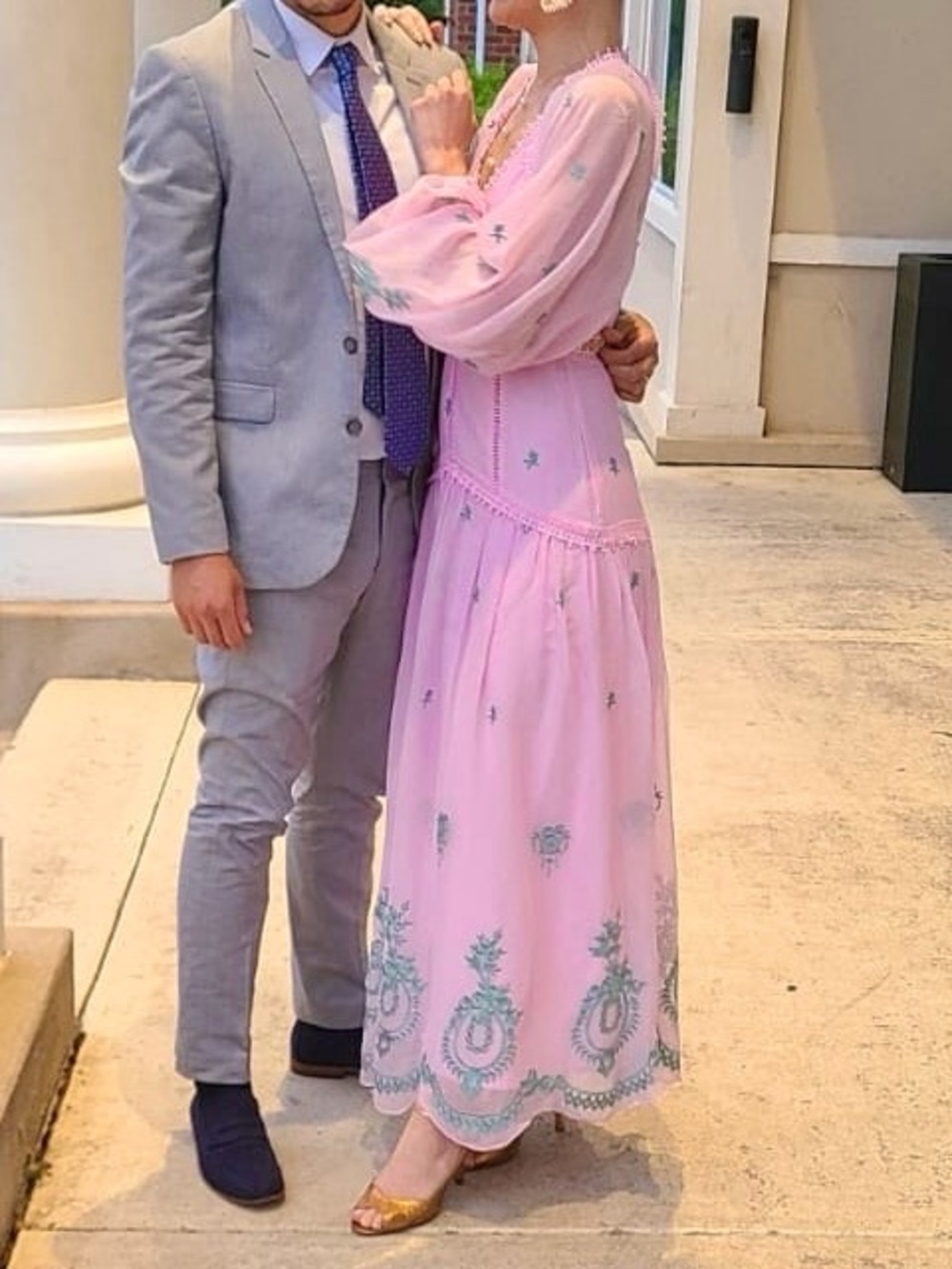 ASOS Pink Embroidered Cutout Maxi Dress